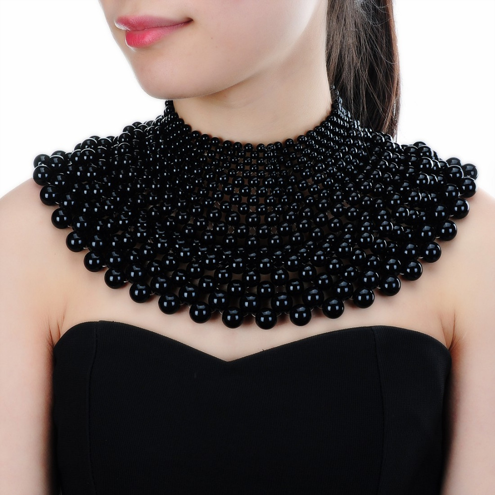 Chunky Statement Necklace For Women Neckcklace Bib Collar Choker Pearl Necklace Maxi Jewelry