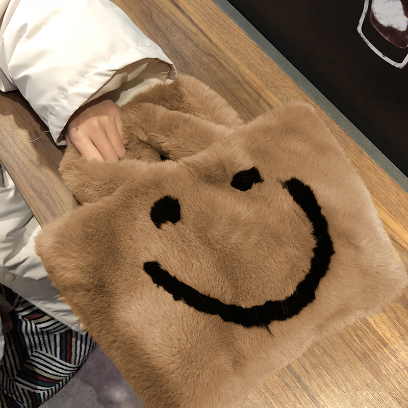 LAZYS student portable storage bag female new wave Korean fashion wild plush change shopping bag