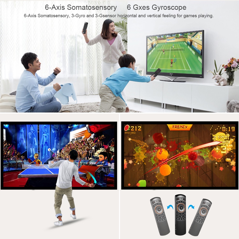 Docooler Mini 2,4 ГГц, беспроводная QWERTY-клавиатура, воздушная мышь, ручной пульт дистанционного управления, 6 Gxes, гироскоп для мини-ПК, ТВ-приставки