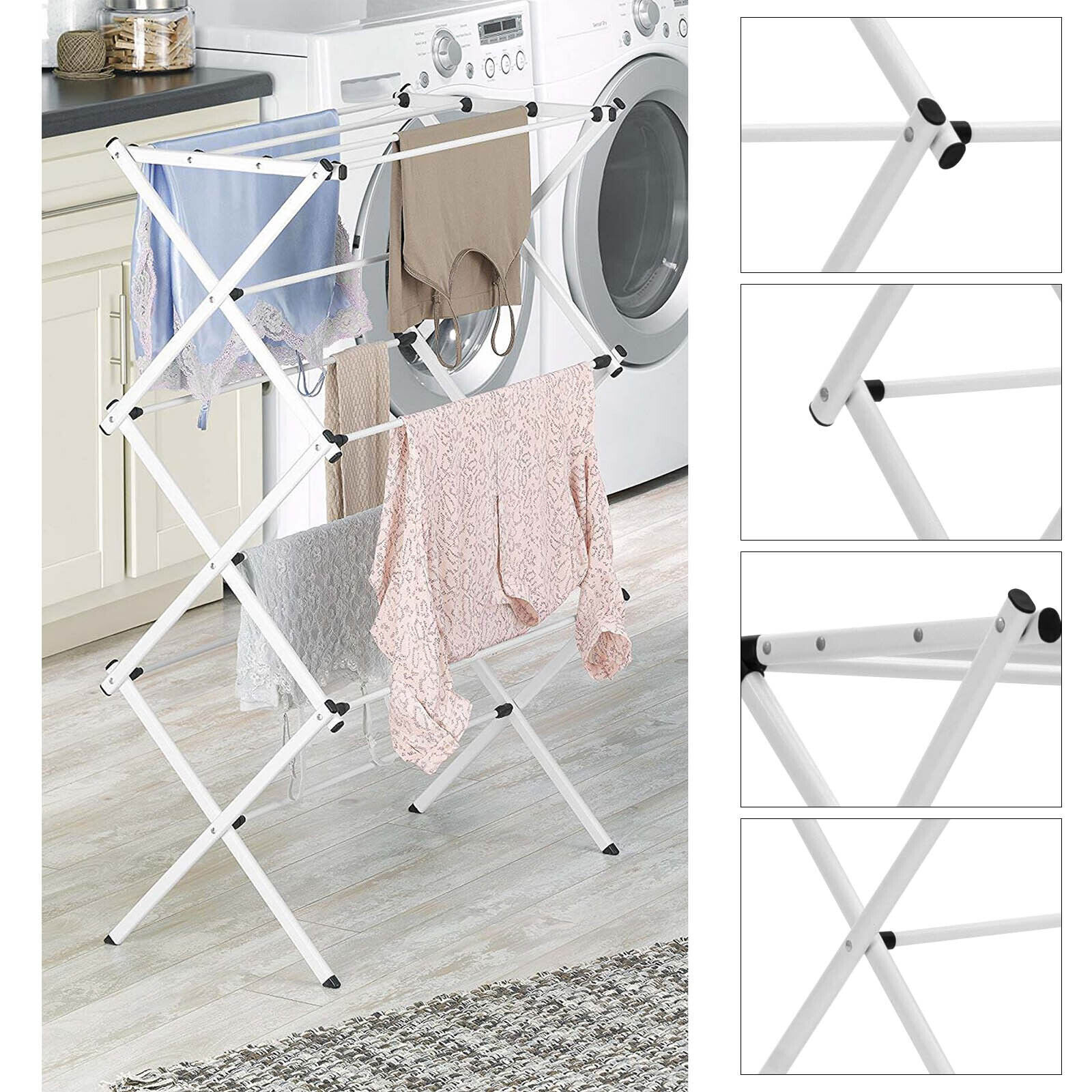 3 Tier Clothes Airer Dryer Metal Laundry Horse Drying Rack Indoor Outdoor Patio — image 4