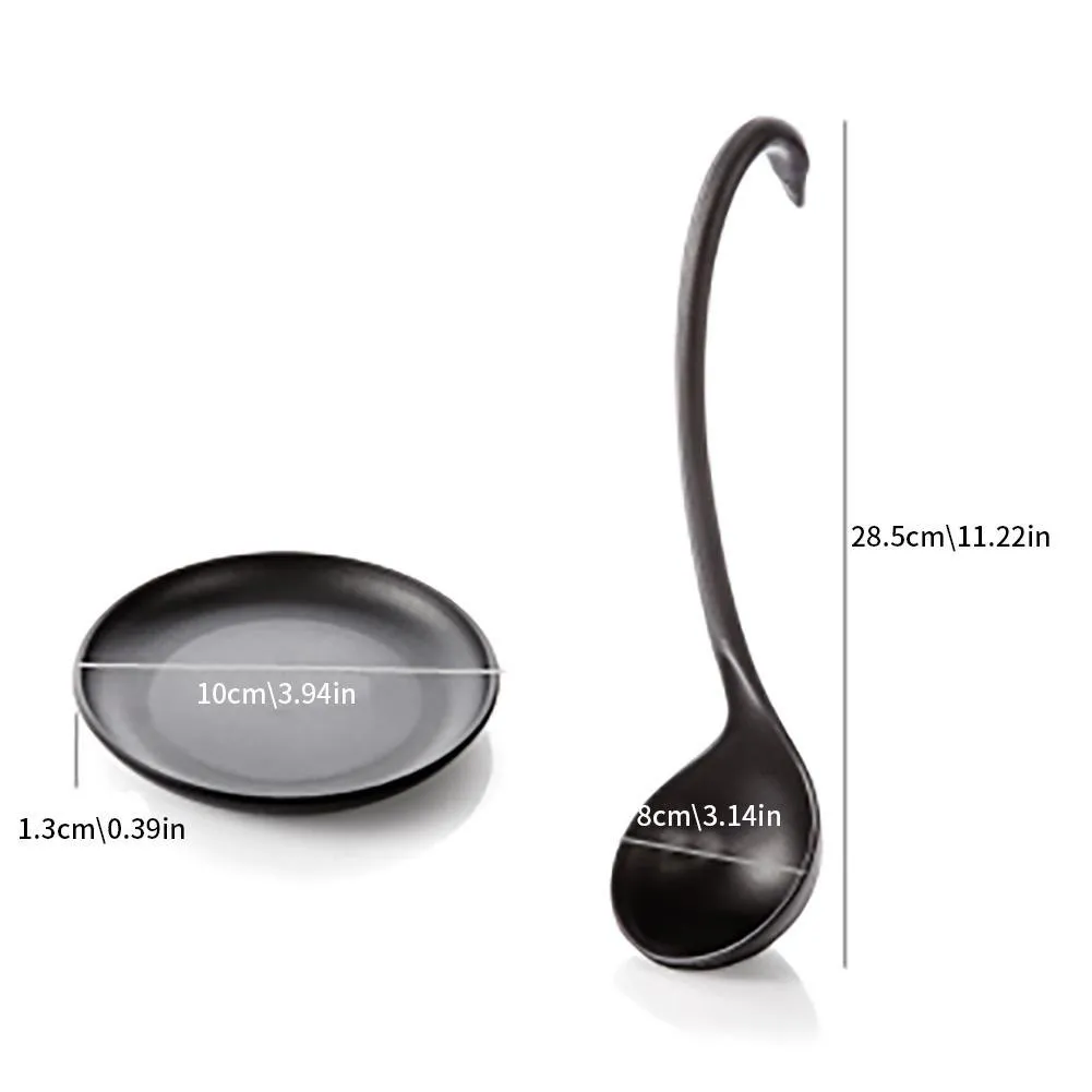 Creative swan with tray can be vertical spoon Multi-purpose kitchen tableware spoon with long handle spoon - Black