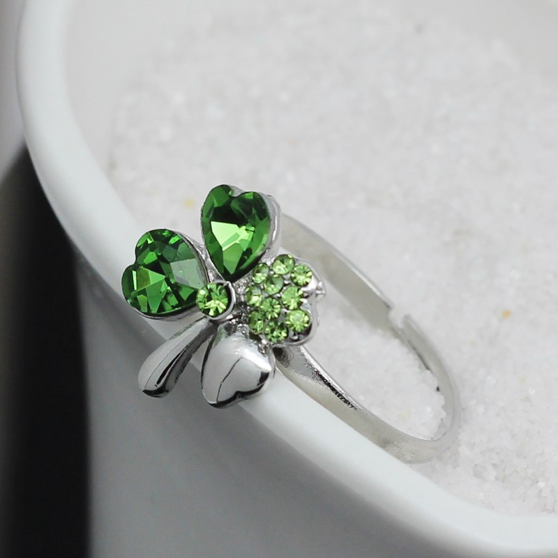 Student lucky four-leaf clover net red ring couple tail ring atmospheric index finger joint male personality ring