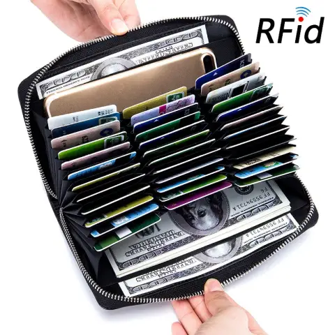 Rfid Many Departments Men Wallet Cow Genuine Leather 36