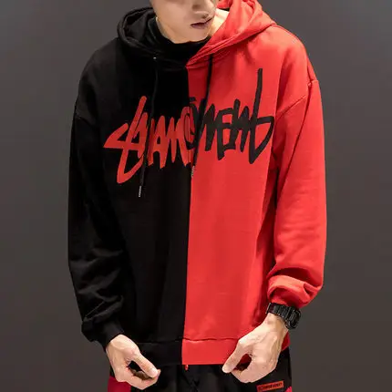 Women Patchwork Casual Hoodies Fall Winter Letter Printing Loose