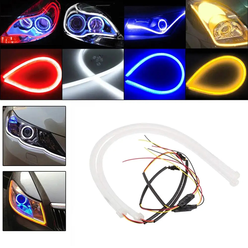 2Pcs 45cm 60cm Flexible Car Soft Tube LED Strip