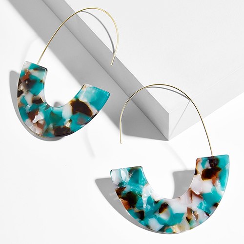 New Fashion Leopard Grain Multi-Color Big Hook Acrylic Earrings Special Design Semicircle Resin Drop Earring ZA Brincos