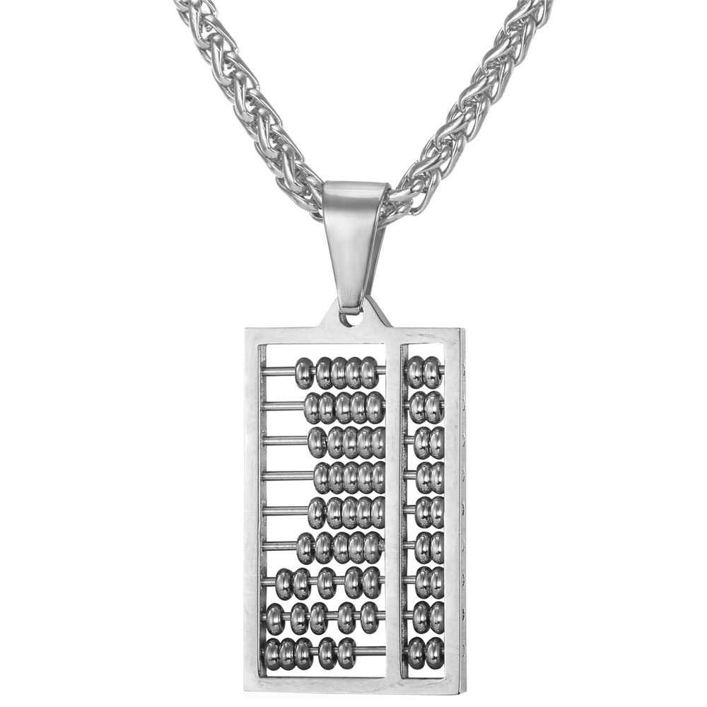 Personality abacus titanium steel necklace
