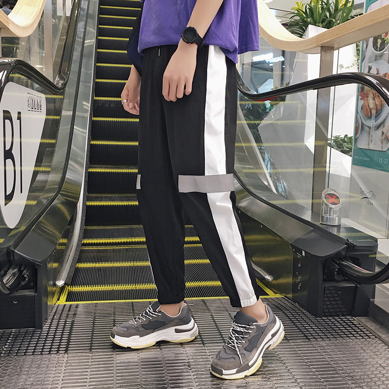 Wind Hip-hop Casual Pants Men Retro Loose Tide Male Reflective Couple Sweatpants