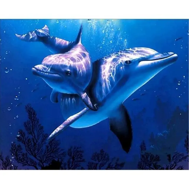 XXL 5D Diamond Painting Dolphins 20X25Cm - Shop at LoveMi