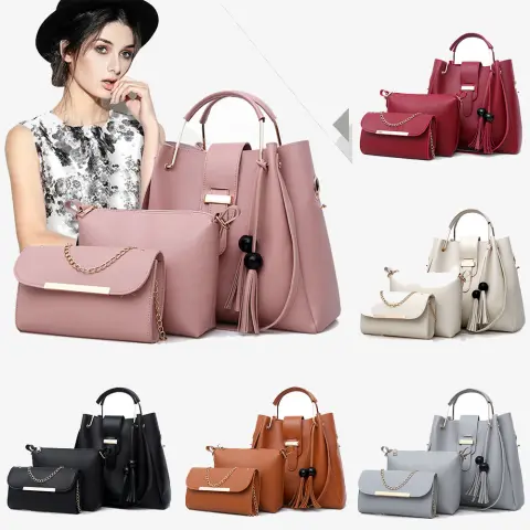 Women 3Pcs or Set Handbags PU Leather Shoulder Bags