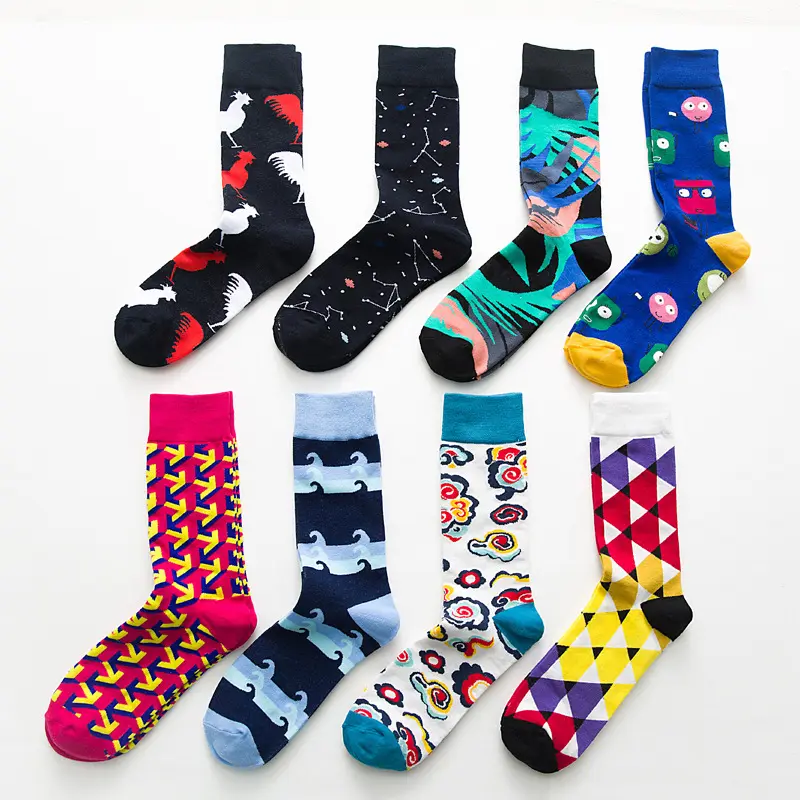 Style Socks Short Chicken Geometry Pattern Funny