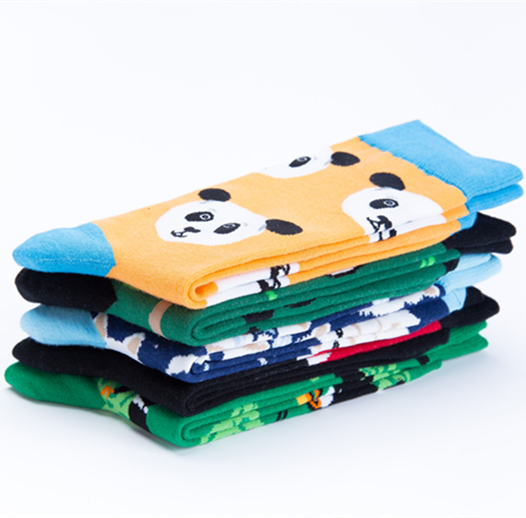 Happy tide socks, pandas, flowers and birds, colorful, high tube, casual cotton socks