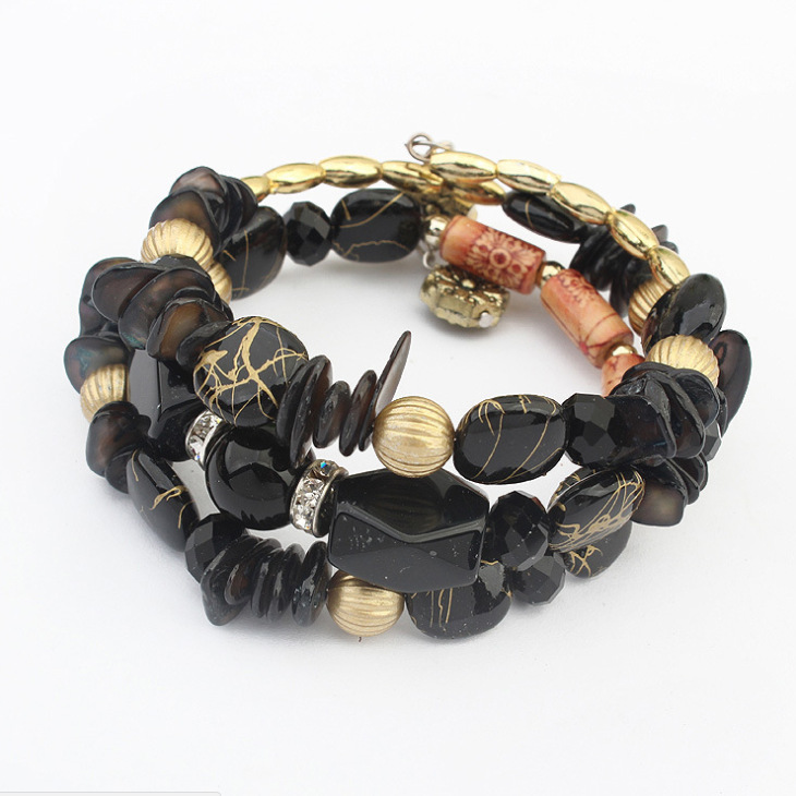 Pine Agate Beaded Wrap Bracelet