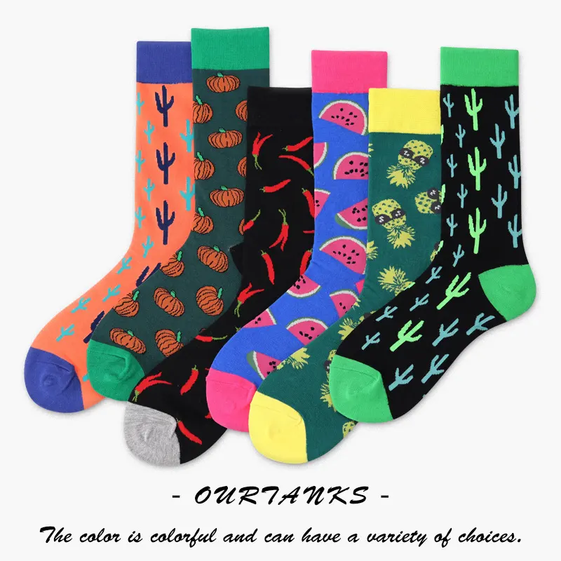 Cactus Men's Socks Fruit Creative Cotton Couple