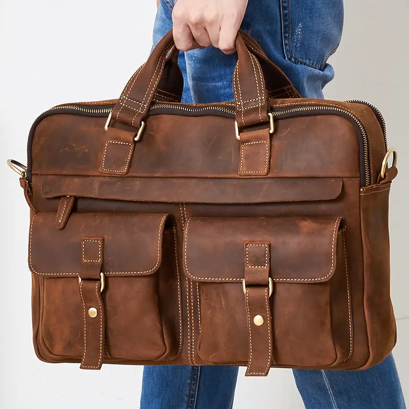 Genuine men''s bags retro business briefcase cowhide