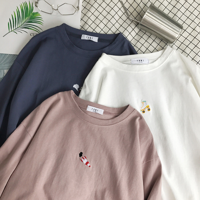 Tiny Embroidered Oversized Pastel Tee