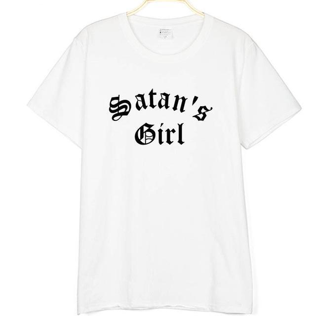 Satan's Girl Letter Print Men's and Women's T-Shirts