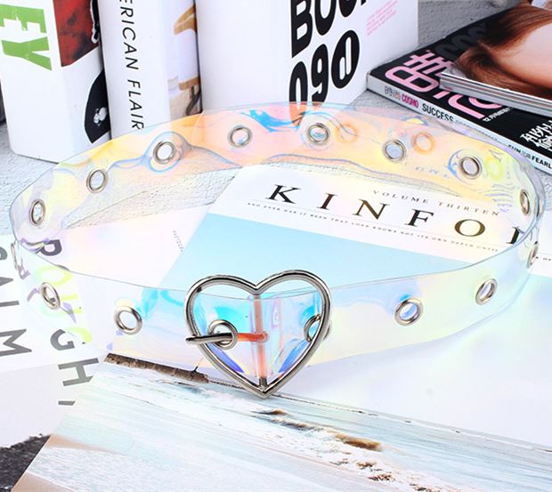 New transparent belt waistband plastic belt simple student belt summer laser women''s decoration
