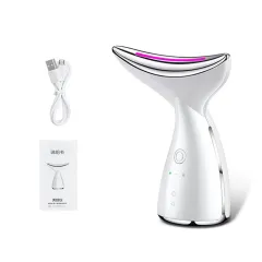 EMS Microcurrent Neck Face Beauty Device With 3 Colours LED Photon Therapy Skin Tighten Reduce Double Chin Face Lifting Devices - White Without Bag - View 1