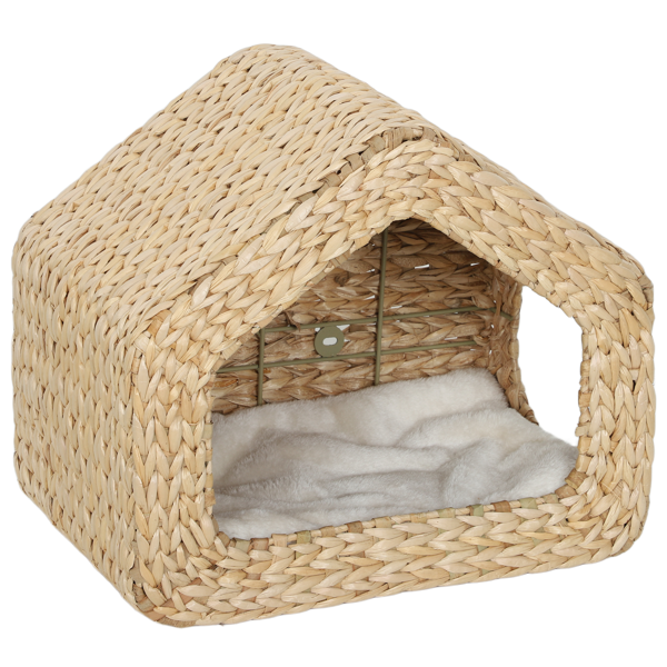 Handwoven natural seagrass wicker cat house boho Scandinavian home decor
