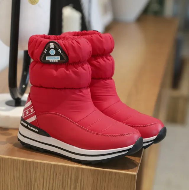 Women's Flat bottomed Mid tube Thermal Cotton Boots Red - Shop at LoveMi