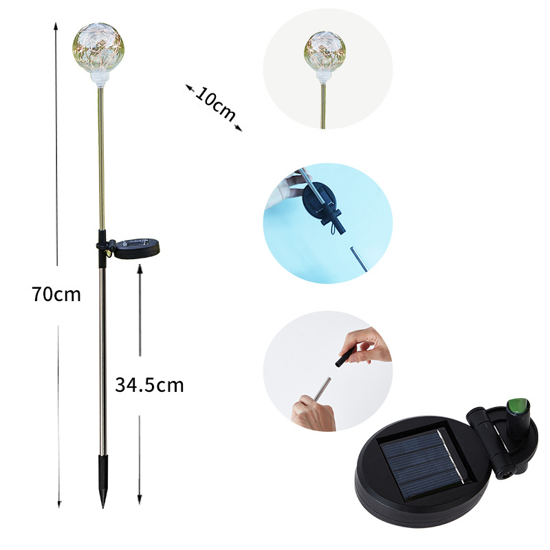 LED Ball Lawn Light Stainless Steel Pole Solar Luminous Ball Landscape Light — foto 5