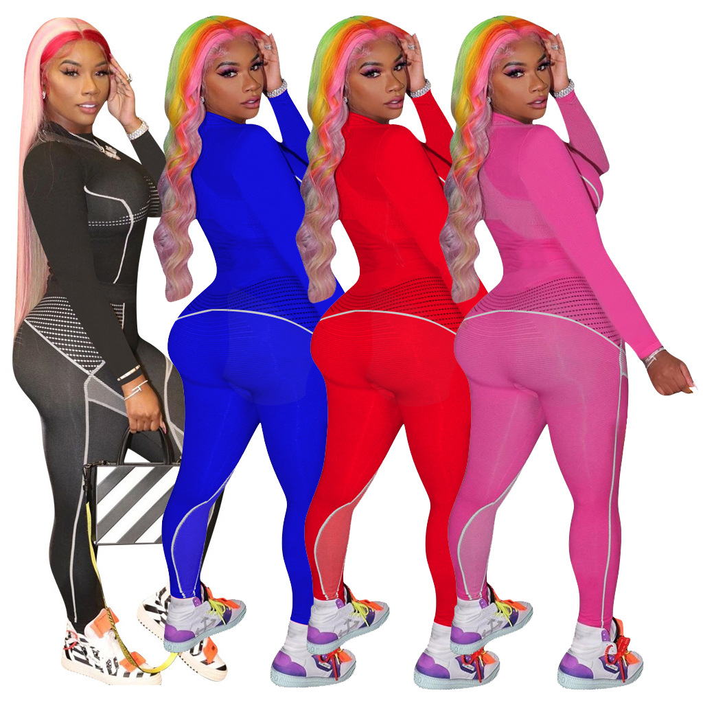 Printed Yoga Sports Long-sleeved Trousers Suit