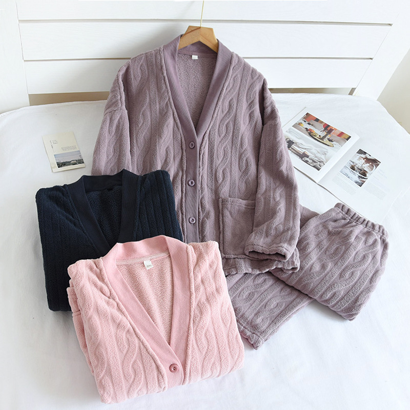 Title 1, Autumn And Winter Couple Pajamas Flannel Thicke...