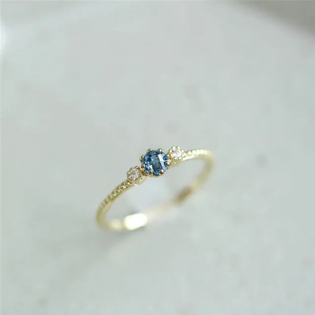 ROMAD Ocean Blue Rhinestone Rings Women Size 105 Gold Silver Finger Rings for Wedding Engagement Simple Bohemian Rings Gold - Shop at LoveMi