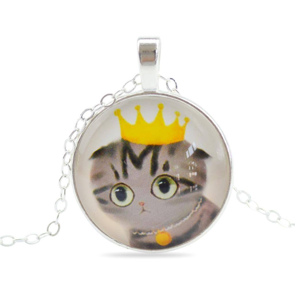 Sen retro retro  cute cat time gemstone necklace sweater chain