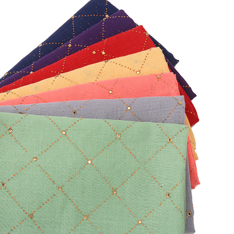 Women's Gauze Shawl In Cotton Plaid Solid Color Scarf With Diamonds