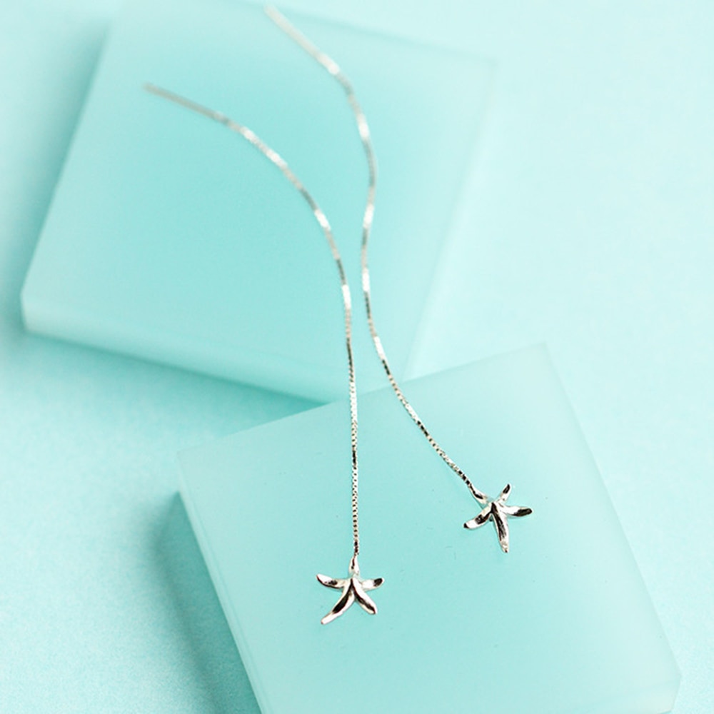 925 sterling silver Korean jewelry fashion little starfish 925 pure silver ear wire female