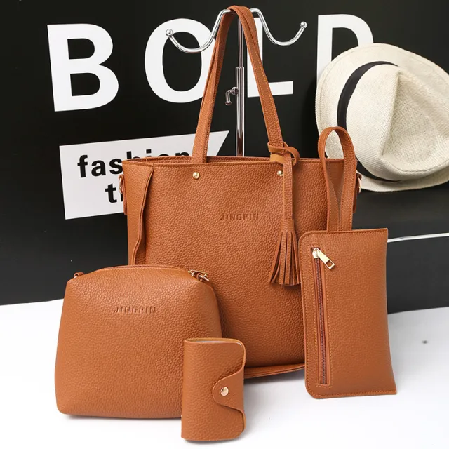 Women Bag Set Top Handle Big Capacity Female Tassel Handbag Fashion Shoulder Bag Ladies PU Leather Crossbody Bag bolsas feminin Brown - Shop at LoveMi