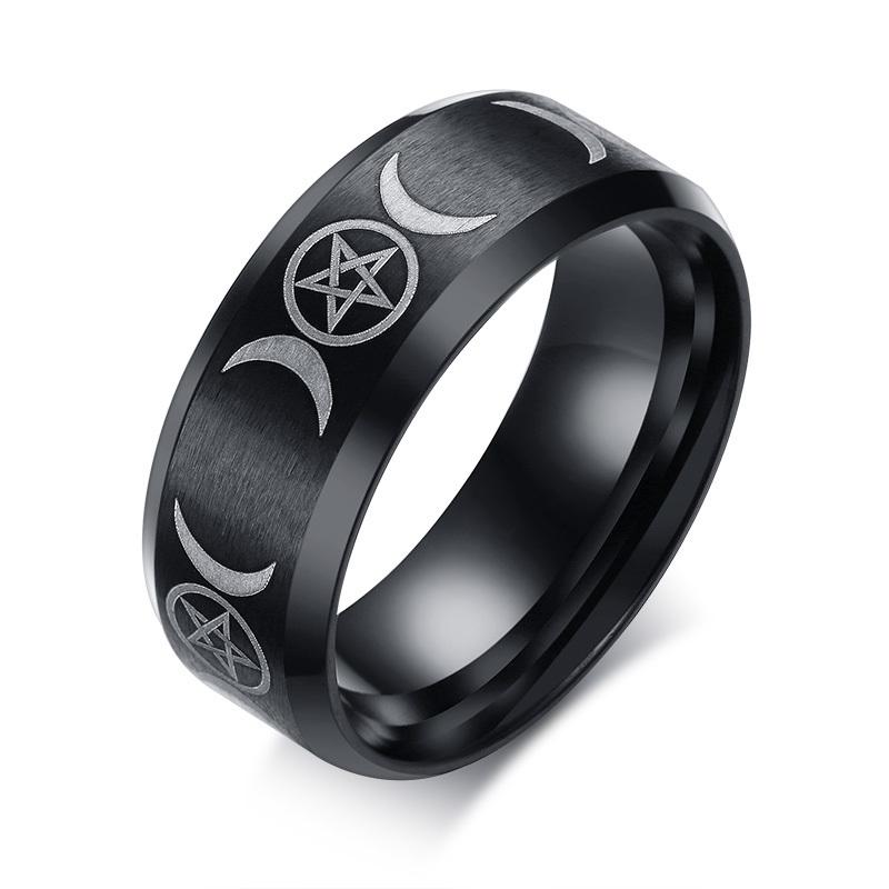 Stainless Steel Triple Moon Goddess Ring