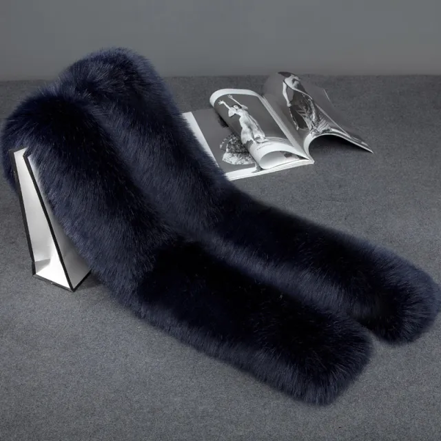 Fur long scarf Navy - Shop at LoveMi