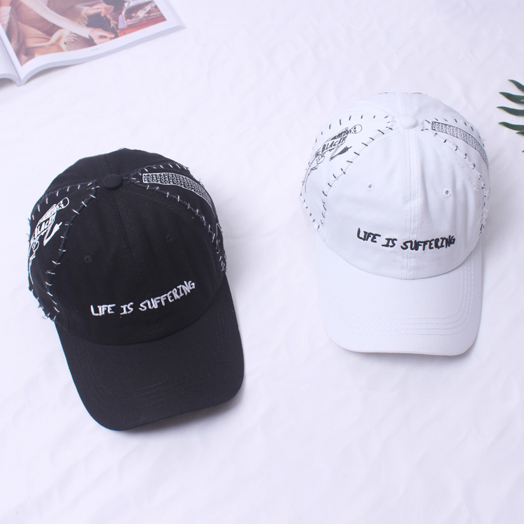 Skull Embroidery Novelty Baseball Hip Hop Dance Swag Hat For Boys Black White Casual Letter