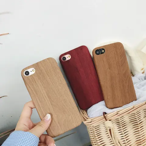 Wooden Handset Case with Ultra-thin Wood-grain Soft Leather Cover