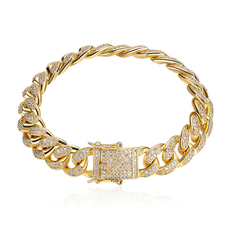 Amazon трансграничные европейские и американские аксессуары для хип-хопа, мужской браслет, кубинская цепочка