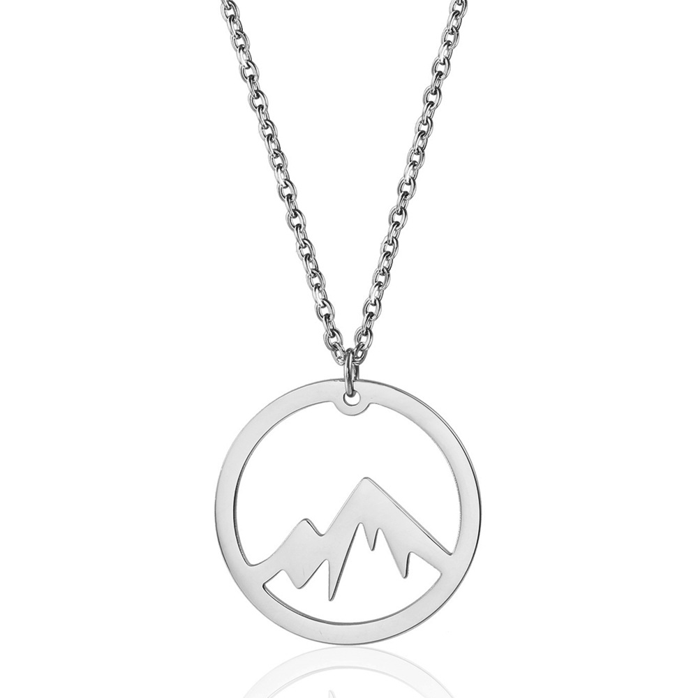 Mountain Pendant Necklace Gold Silver Minimalist Nature Snow Mountain Necklace For Women Men Fashion Adventure Jewelry Gift