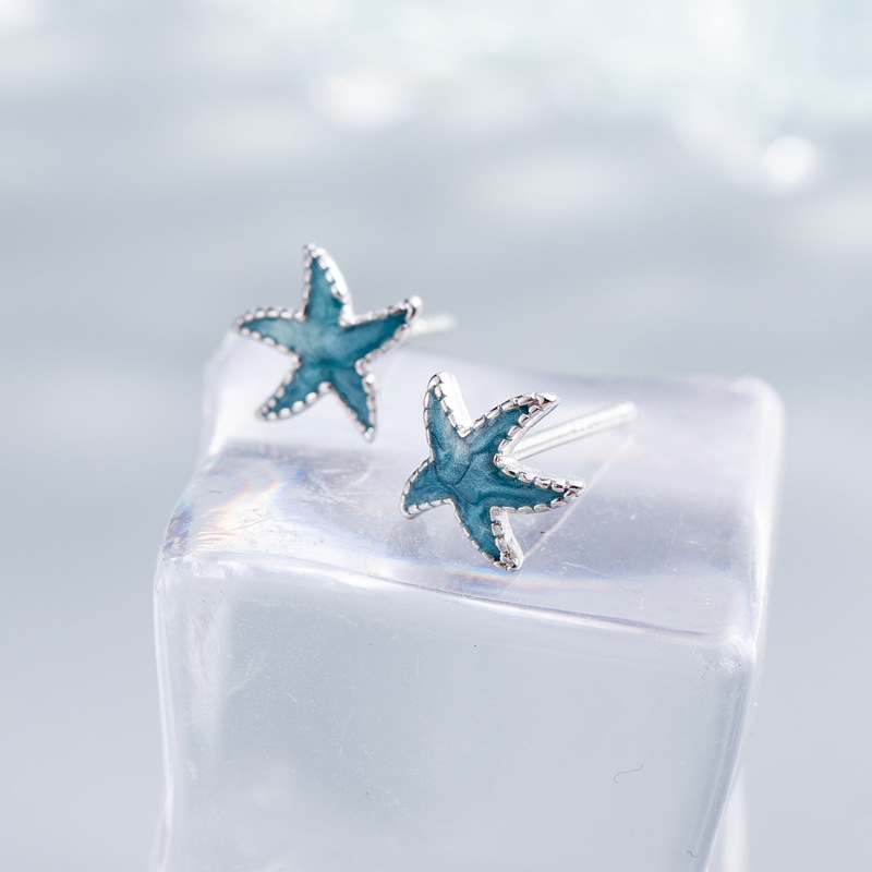 S925 sterling silver dripping starfish earrings