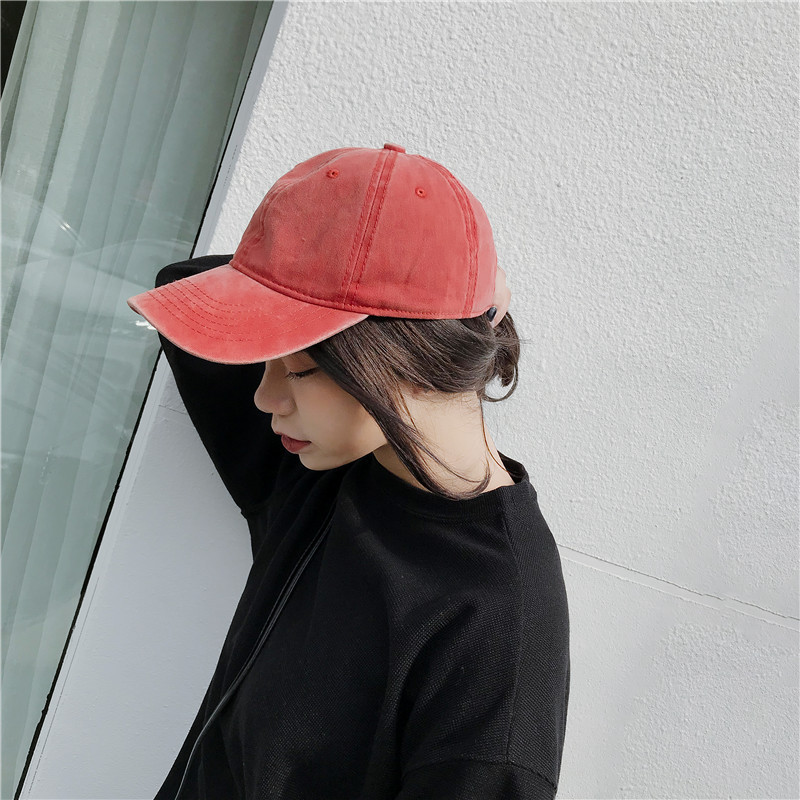 Hat female outdoor retro cap ladies washed cotton denim soft top baseball cap