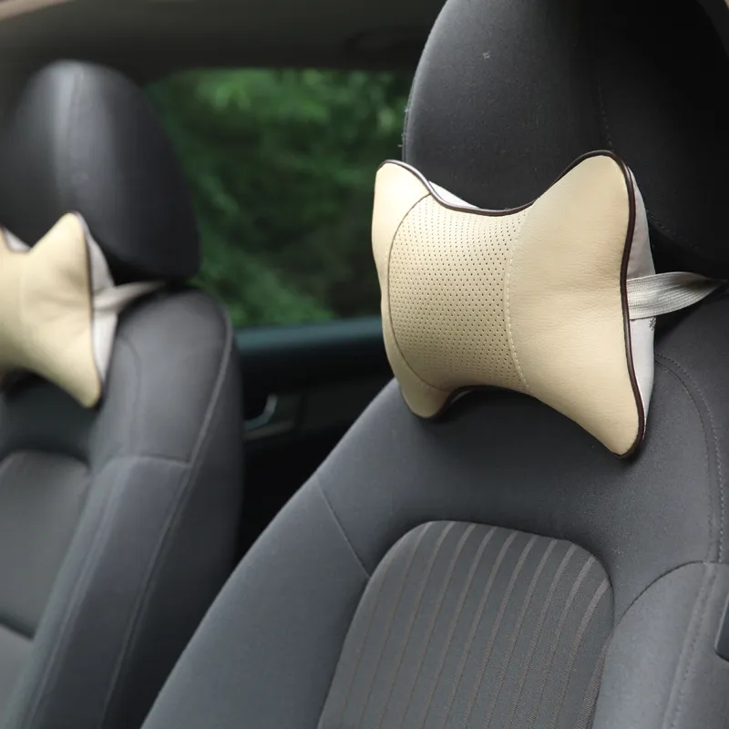 2 PCS Leather Car Neck-Rest Pillow with Multi Color – image 2