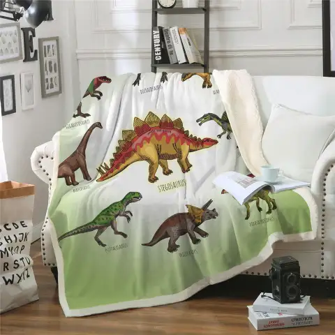 Kids Children Dinosaur Fluffy Soft Cotton Blanket Jurassic Cartoon