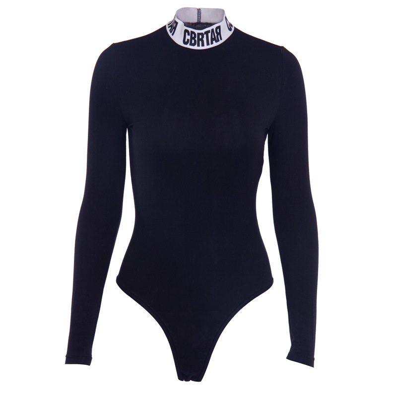 Long-sleeved half-high collar print jumpsuit autumn and winter stretch self-cultivation cotton bottoming women's clothing