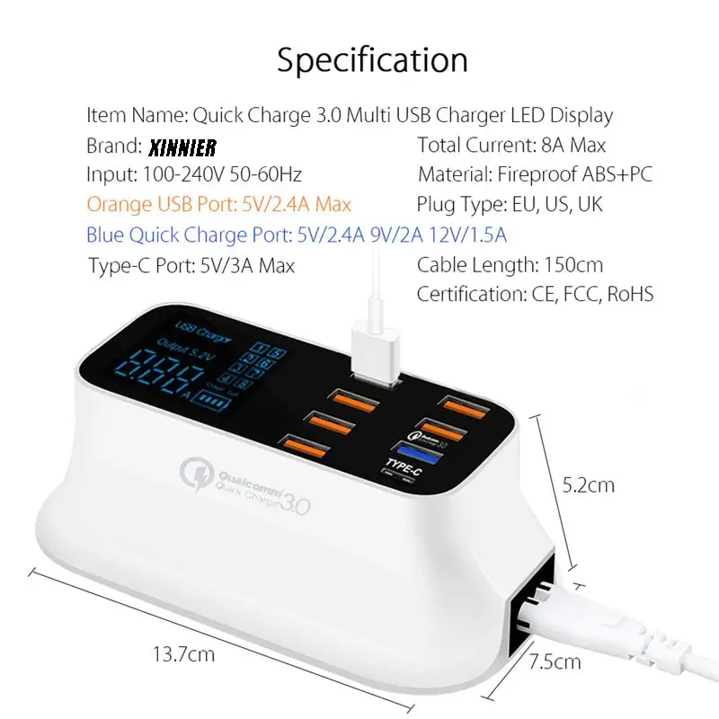 Quick Charge 3.0 Ordinary Smart USB Charger