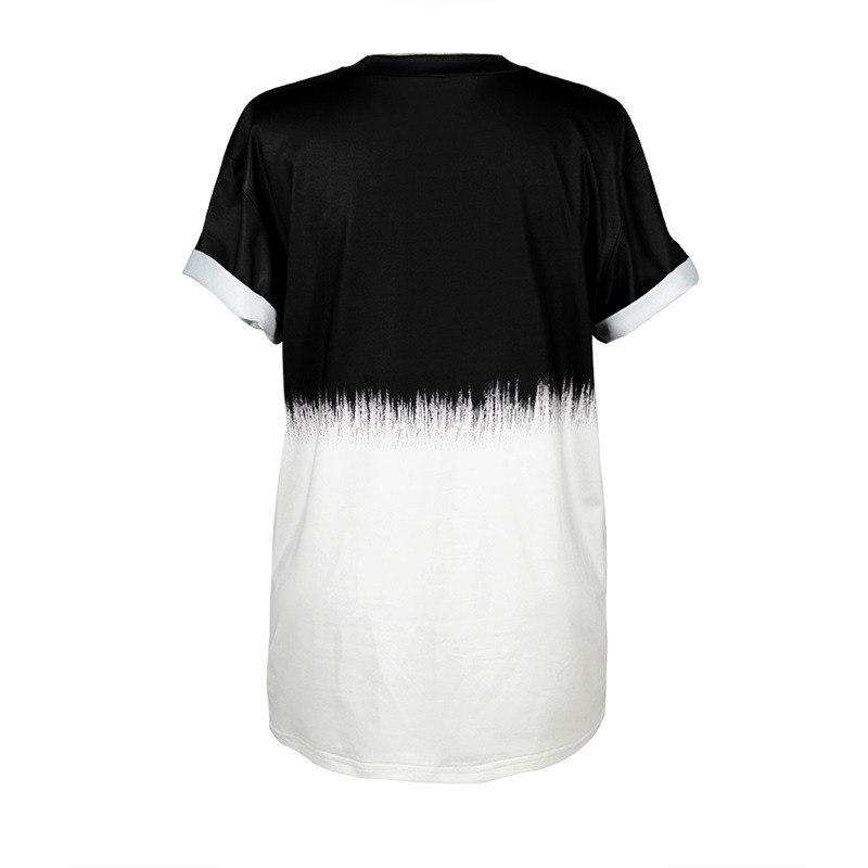 Melting ice cream digital printing casual versatile tops large size loose short sleeves in the long section