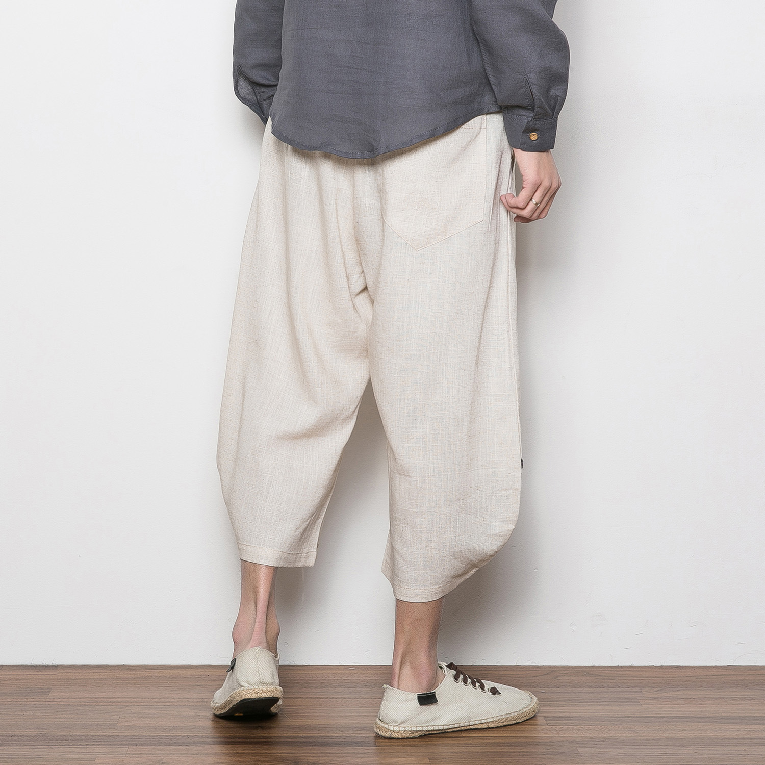 Summer New Chinese Style Large Size Men's Cotton And Linen Nine Pants