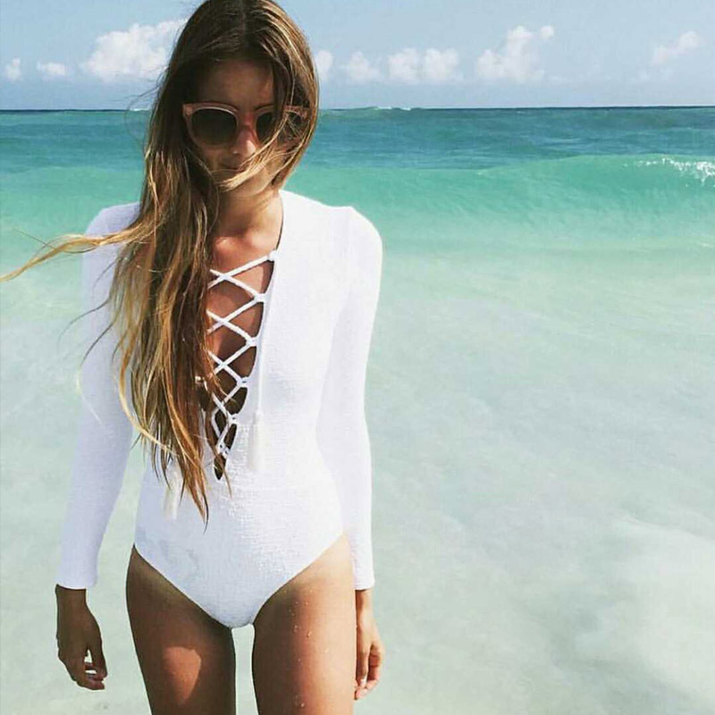 Long sleeve one-piece swimsuit female - Image 2