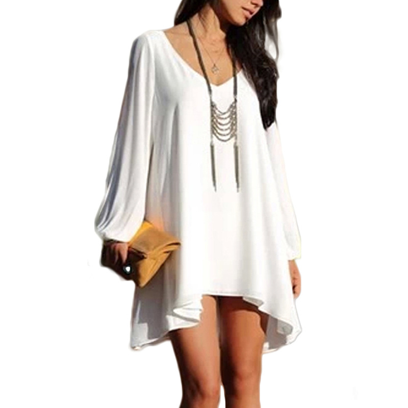 Loose V-neck cropped sleeve dress