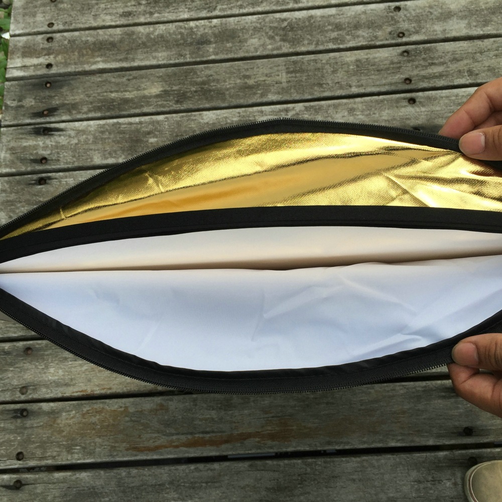 Gold and silver white black soft light 5 color one folding reflector photographic equipment portable baffle studio fill light soft light — foto 3